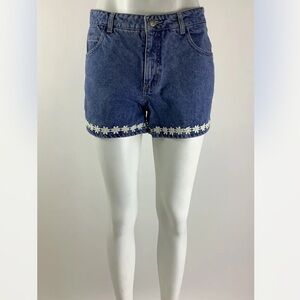 Vintage Y2K Paris Blues Sz 11 Junior 8 Women Daisy Embroidered Denim  Shorts